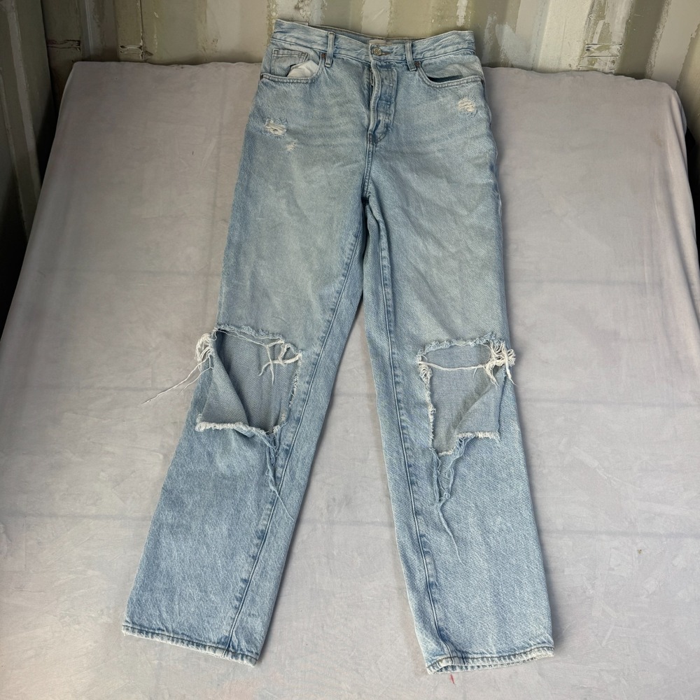 PacSun‎ Pacific Sunwear Dad Jeans Womens 28 Blue Denim Light Wash Distressed